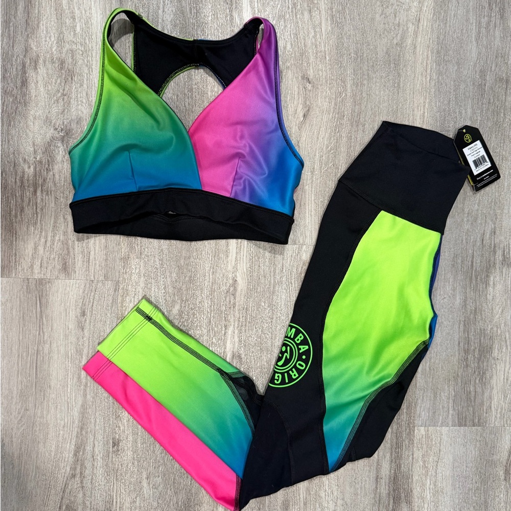 Zumba Fitness Surf Leggings and Bra Set XS-S